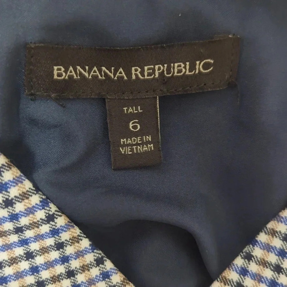 Banana Republic Houndstooth Check Tie-Back Sheath Dress, Color Blue/White Size 6 - Picture 14 of 16